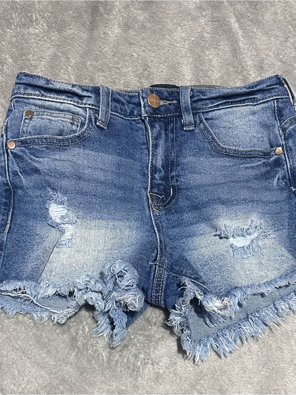 Kendall & Kylie Light Blue Distressed Frayed Hem Denim Shorts